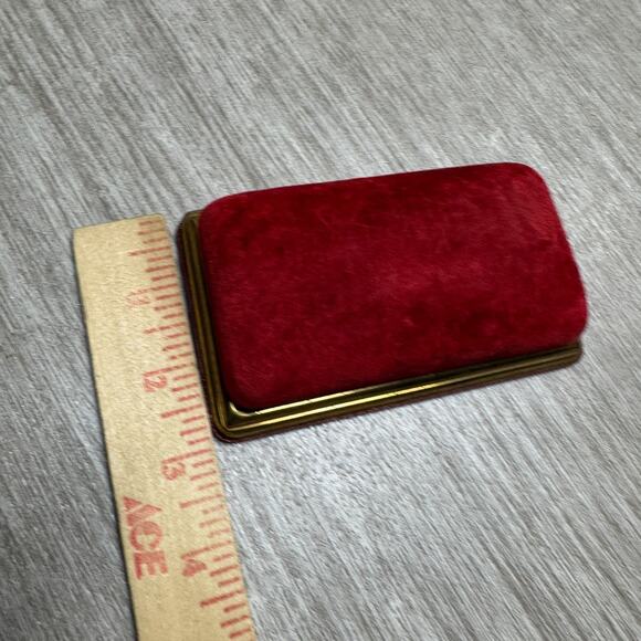 Vintage Mt Vernon Watch Co Mehls Jewelry Box Velvet Red Trinket Case 4x3 - Picture 5 of 6